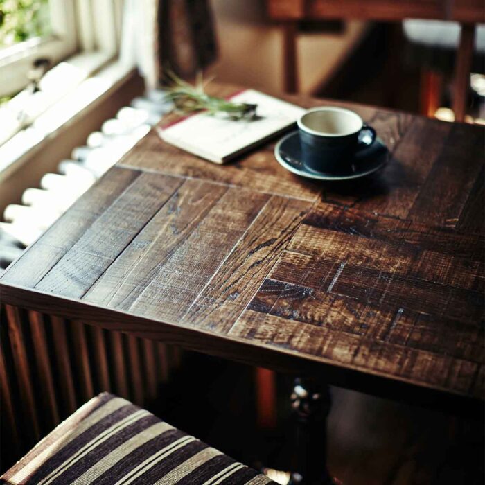 カフェ 丸 テーブル 古材 オーク 店舗家具 業務用家具 カフェ家具 飲食店家具