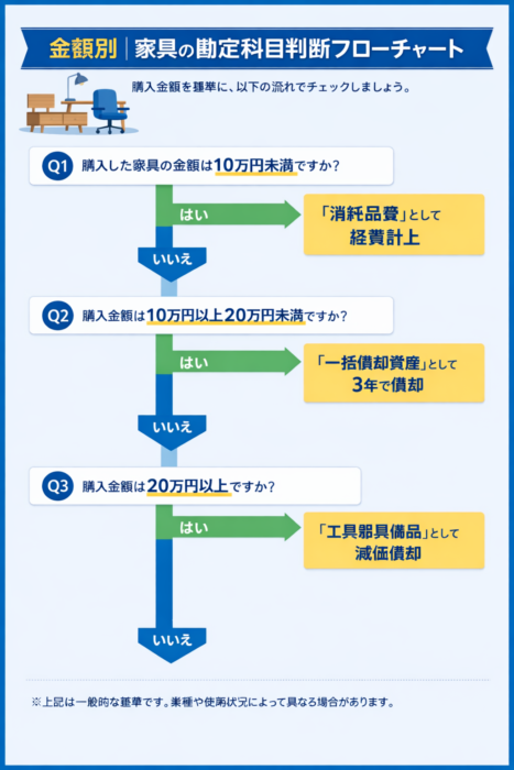 金額別の勘定科目判断フローチャート